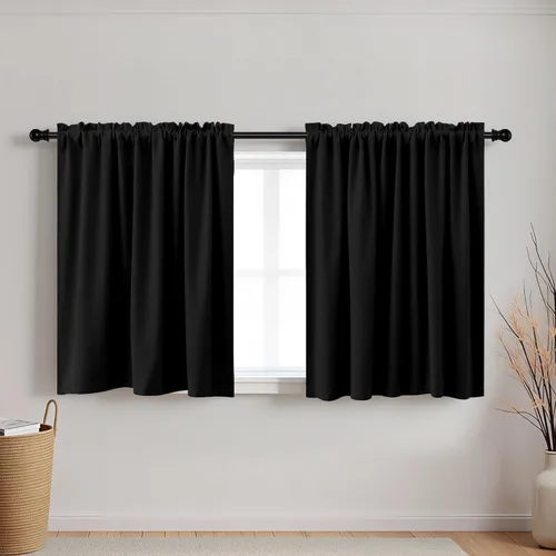 Vista 39 de Cortinas de café KOUFALL de 18 x 24 pulgadas para tratamientos de ventanas pequeñas, niveles de cortinas bohemias opacas para ventanas de RV y Beige