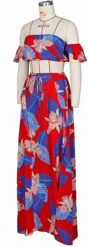 Vista 4 de Aro Lora Vestido largo sexy de dos piezas con estampado floral y abertura lateral para mujer