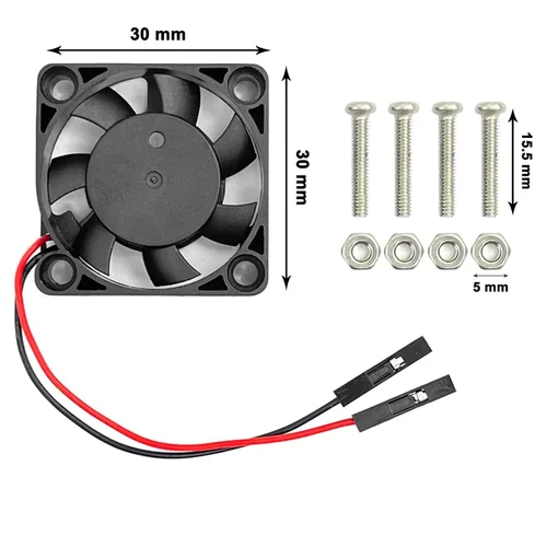 Vista 2 de Ventilador silencioso de CC de 1.181 in, ventilador de 3.3 V 5 V para Raspberry Pi 5, 4, 3, B+, 3007 4