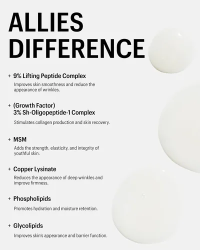 Vista 6 de Allies of Skin Multi Peptides & Growth Factor Suero Facial Potenciador de Colágeno Complejo Antienvejecimiento Reafirmante de la Piel con 9%