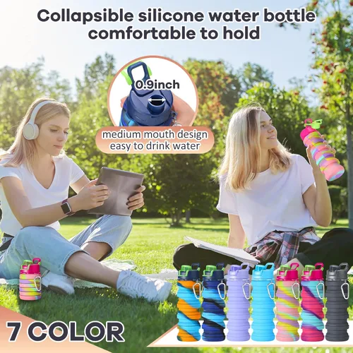 Vista 11 de Sunnyray 14 botellas de agua plegables a granel de 17 oz (500 ml)