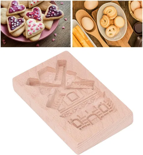 Vista 4 de Fdit Molde De Madera De Haya Para Galletas Galletas Crisp Lavable Biscuit Press Sello Para Cocina, Hornear (Molde De Madera De Haya)