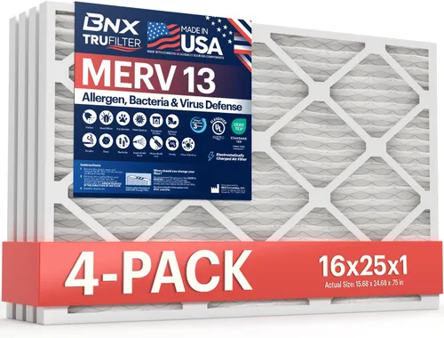 Vista 12 de BNX TruFilter 10x24x1 Filtro de aire MERV 13 (paquete de 4) - HECHO EN EE. UU. - Filtros plisados electrostáticos para aire acondicionado HVAC AC