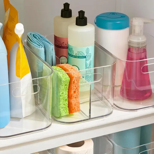 Vista 3 de STORi Bliss Organizador de Almacenamiento de Cosméticos de Plástico de 5 Compartimentos Transparente Contenedor de Maquillaje Rectangular