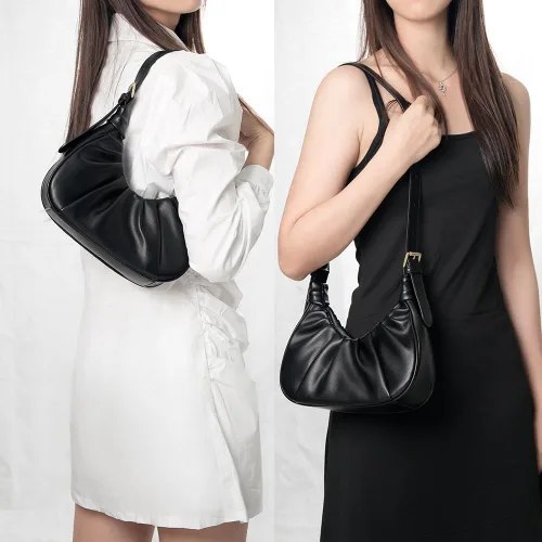 Vista 6 de Bolso bandolera de cuero pequeño para mujer, bolso vintage chic de nube hobo