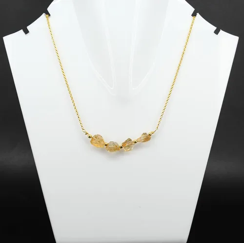 Vista 22 de Gempires Natural Raw Bar Crystals Pendant Necklace Handmade Jewelry 22 inch Adjustable Chain