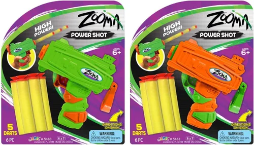 Vista 2 de FunaTon Zooma Mini pistola de dardos de espuma de juguete (24 pistolas de juguete para niños) con 5 dardos de espuma de bala suave de recarga.