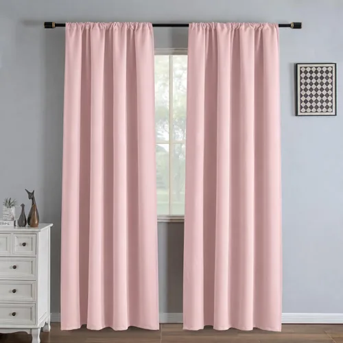 Vista 13 de IGEMAEVE Cortinas opacas para dormitorio, color beige, 52 pulgadas de ancho