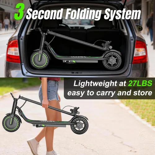 Vista 6 de Electric Scooter,350/500W Powerful Motor,15-28 Miles Long Range,Dual Braking System,19/22 Mph Speed,8.5/10" Foldable E Scooter with Solid Tires