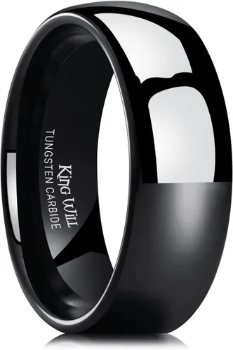 Vista 81 de King Will Alianza de boda de carburo de tungsteno para hombres y mujeres, anillos de promesa para parejas abovedados de alto pulido