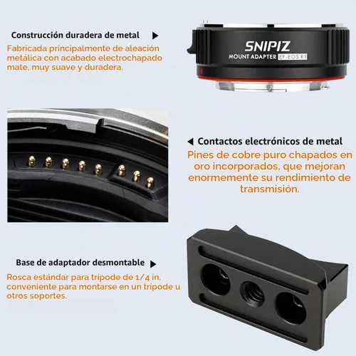 Vista 6 de Adaptador de montaje de lente EF-EOS R Convertidor de lente de enfoque automático compatible con lentes Canon EF/EF-S Series y cámaras EOS R, RP