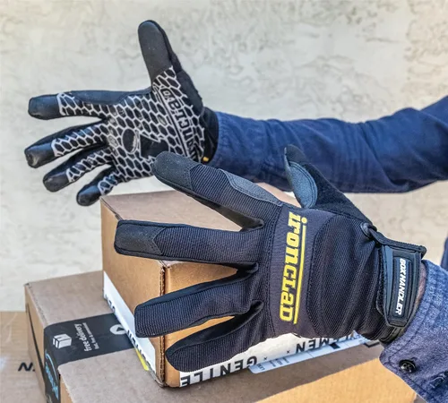 Vista 3 de Ironclad Box Handler - Guantes de trabajo BHG, agarre extremo, ajuste de rendimiento, duraderos, lavables a máquina, (1 par), color negro