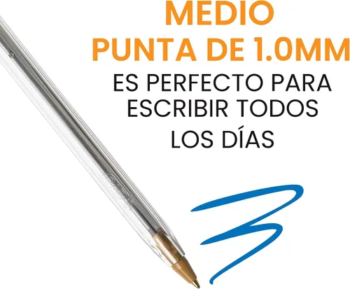 Vista 3 de BIC Cristal Xtra Smooth Bolígrafo de Punta de Bola, Punta Media (1.0mm), Azul, 10 Unidades Smooth Ink for Effortless Writing Dependable for