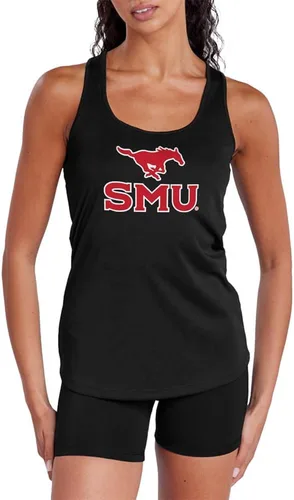 Vista 43 de Camiseta deportiva sin mangas oficial de NCAA Collegiate para mujer, con espalda cruzada, colección con logotipo primario
