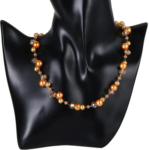 Vista 5 de Collar corto de turquesa con cuentas para mujer, joyería de moda con perlas y cuentas de cristal, regalos de cumpleaños para mujer