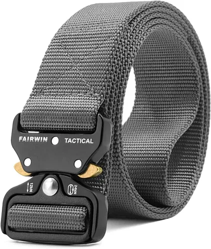 Vista 7 de FAIRWIN Tactical Belt, Work Belts for Men Military Webbing Riggers Web Belt Heavy-Duty Quick-Release Buckle