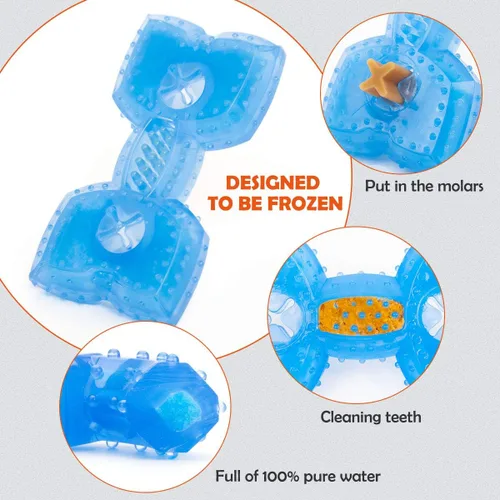 Vista 3 de Pet Products Arctic Freeze Fetch - Mordedor refrigerante de alimentos congelable, juguete masticable con golosinas