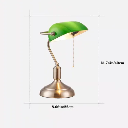 Vista 7 de American Vintage Alloy Glass Desk Lamp Creative Green Bedroom Study Work Light Office Counter Reading Table Villa