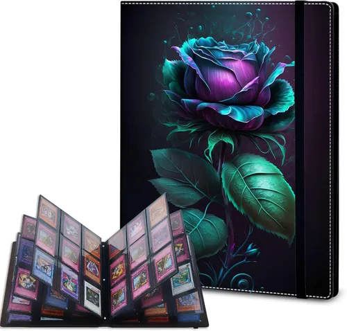 Vista 19 de Carpeta de tarjetas – Carpeta de 9 bolsillos para tarjetas intercambiables, carpeta de cuero de 360 bolsillos de carga lateral para MTG, TCG Bandera