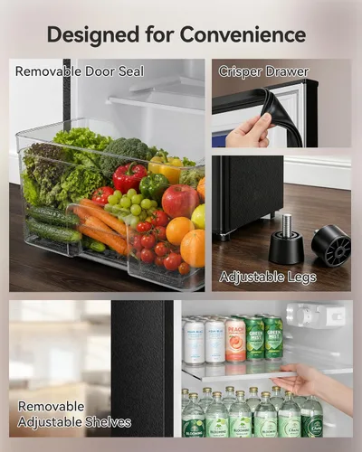 Vista 8 de Tehanld Refrigerador congelador de 4.4 pies cúbicos para dormitorio/oficina