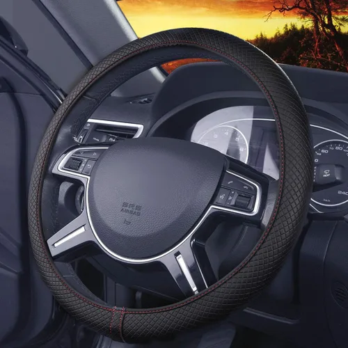 Vista 5 de FH Group Funda de cuero sintético de doble material de silicona antideslizante de máxima protección flexible para volante que se adapta a la mayoría