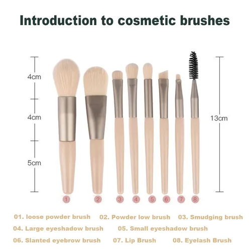Vista 2 de Juego de 8 brochas de maquillaje, mini brochas de maquillaje, brochas de maquillaje, mezcla de rubor, corrector de sombra de ojos, delineador