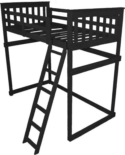 Vista 14 de Furniture Barn USA - Cama tipo loft de tamaño individual con escalera final, pintado de pino negro
