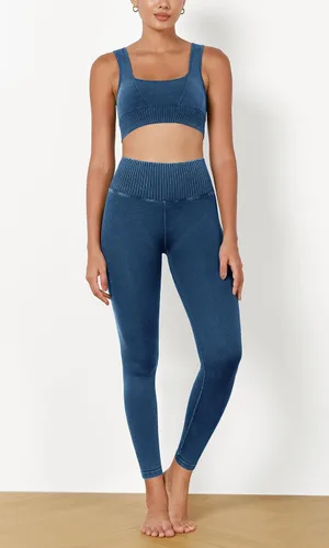 Vista 4 de ODODOS Leggings vintage de 78 de longitud sin costuras para mujer, acanalados, cintura alta, casual, entrenamiento, gimnasio, yoga, pantalones