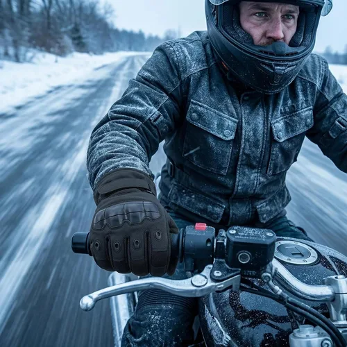 Vista 7 de Guantes de motocicleta de invierno, guantes de pantalla táctil resistentes al viento, guantes de conducción cálidos y fríos para hombres, aptos