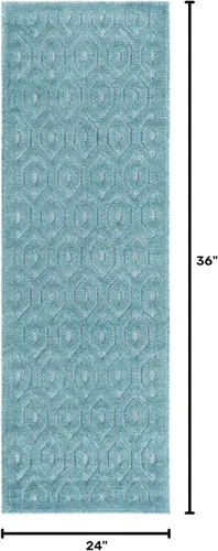 Vista 2 de Unique Loom Outdoor Trellis Textured Collection - Alfombra espacial (2 x 3 pies, rectangular, aguamarina y marfil)