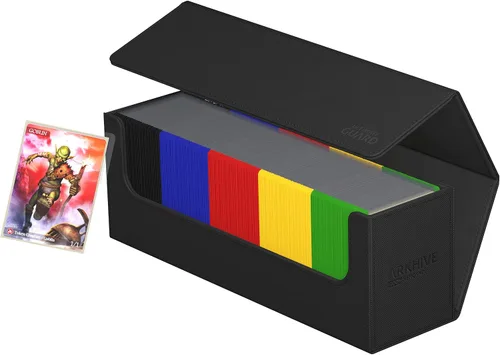 Vista 7 de Ultimate Guard Arkhive 400+, estuche para mazo para 400 cartas TCG con doble funda, negro, compatible con Boulders, cierre magnético y forro