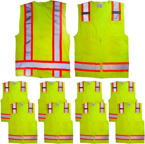 Vista 9 de Malta Dynamics Chaleco de inspección de seguridad amarillo de alta visibilidad, compatible con OSHA/ANSI, tamaño multi