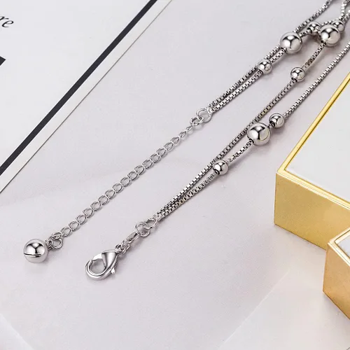 Vista 9 de H&Beautimer Tobillera simple de moda para mujer de plata de ley 925 ajustable con cuentas de pie y pulsera de tobillo de playa, tobilleras, regalo