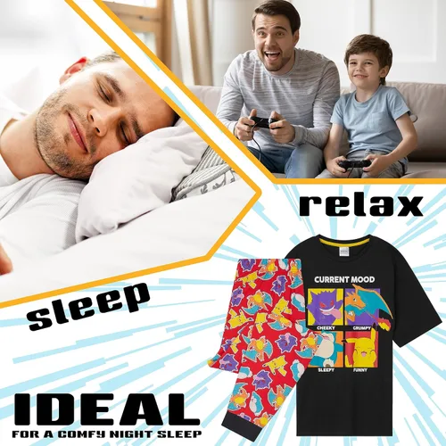 Vista 5 de Pokemon Conjunto de pijama para hombre, camiseta y pantalones largos, ropa de descanso para hombres y adolescentes, tallas S-3XL, regalos para él