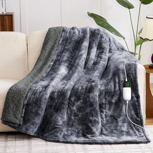 Vista 9 de greenoak Manta eléctrica con calefacción, manta térmica de piel sintética Sherpa para sofá cama, regalos cálidos de invierno para mujeres/ella