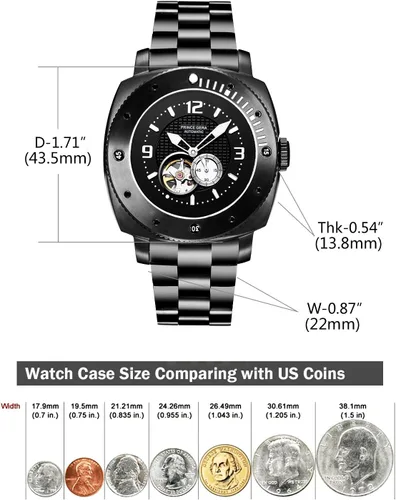 Vista 6 de Prince GERA Reloj de hombre resistente al agua Big Face Luminoso Relojes