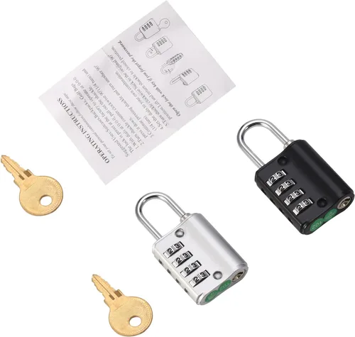 Vista 8 de KeeKit Cerradura de combinación, candado de combinación de 4 dígitos impermeable con llaves, cerradura de puerta reajustable para casillero Negro
