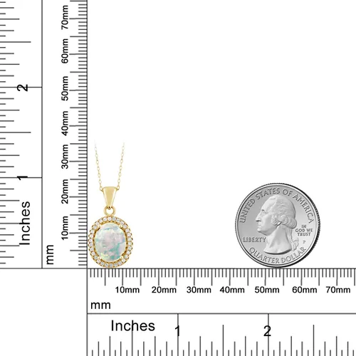 Vista 69 de Gem Stone King Collar con colgante de plata chapada en oro amarillo de 18 quilates de 0.433 x 0.354 in con piedra natal ovalada para mujer