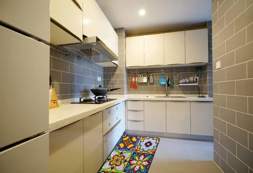 Vista 2 de Kuizee Alfombra de cocina con bloque de talavera mexicana, adorno étnico folclórico, mayólica, colorido, alfombra de baño, alfombra de entrada