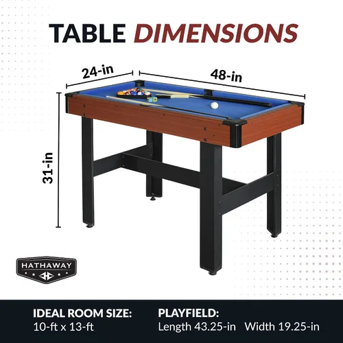 Vista 2 de Hathaway Triad - Mesa de juego múltiple – Mesa de billar de 48 pulgadas que ahorra espacio con tenis de mesa ligero y cubierta de mesa de hockey