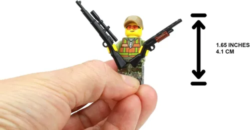Vista 3 de Battle Brick Minifigura coleccionable de 1.6 pulgadas de alto, diseño de cazador de ciervos para exteriores, minifigura genuina, camuflaje impreso