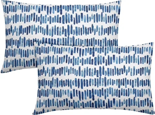 Vista 12 de Juego de 2 fundas de almohada de rayas negras para exteriores, 16 x 16 pulgadas, diseño geométrico de rayas abstractas, algodón y lino, cuadradas