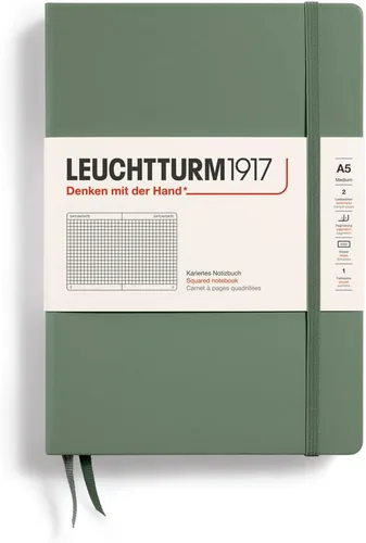 Vista 15 de LEUCHTTURM1917 - Cuaderno de tapa dura mediano A5 con 251 páginas numeradas para escritura y diario (negro, liso)