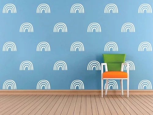 Vista 5 de Calcomanías de pared de arco iris, calcomanías de pared para habitación de bebé, calcomanías de pared de arcoíris para habitación de niños, niñas