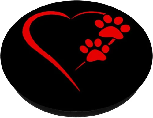 Vista 2 de Pata de perro con diseño de corazón rojo con diseño de pata de perro, color negro
