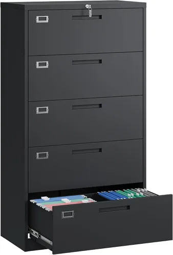 Vista 14 de Yizosh Archivador de 2 cajones con cerradura, gabinete de almacenamiento de archivos de oficina con bloqueo de metal con cajones, organizador