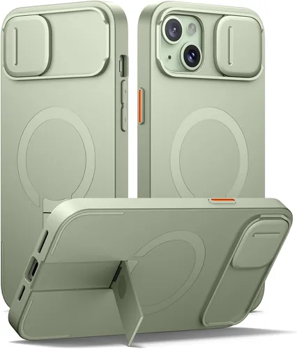 Vista 67 de SURITCH Funda para iPhone 12/12 Pro con cubierta magnética para cámara deslizante y soporte ajustable, compatible con MagSafe, funda protectora Negro