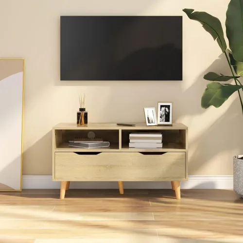 Vista 13 de Grey Engineered Wood TV Stand Media Console for Living Room, Modern Rectangular Cabinet with Ample Storage Space, 35.8x16.9x22.8 Inches Gris