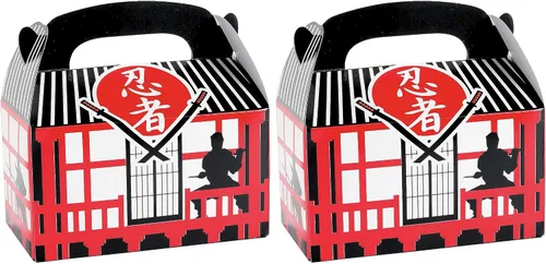 Vista 4 de Fun Express Cajas de golosinas Ninja Warrior para cumpleaños, juego de 12, decoraciones de fiesta ninja