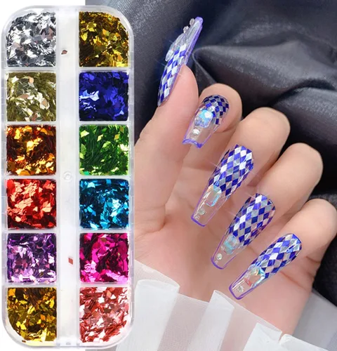 Vista 11 de Lentejas de purpurina camaleón para uñas, lentejuelas de arte de uñas holográficas 3D con gradiente láser, polvo de purpurina brillante en gel UV